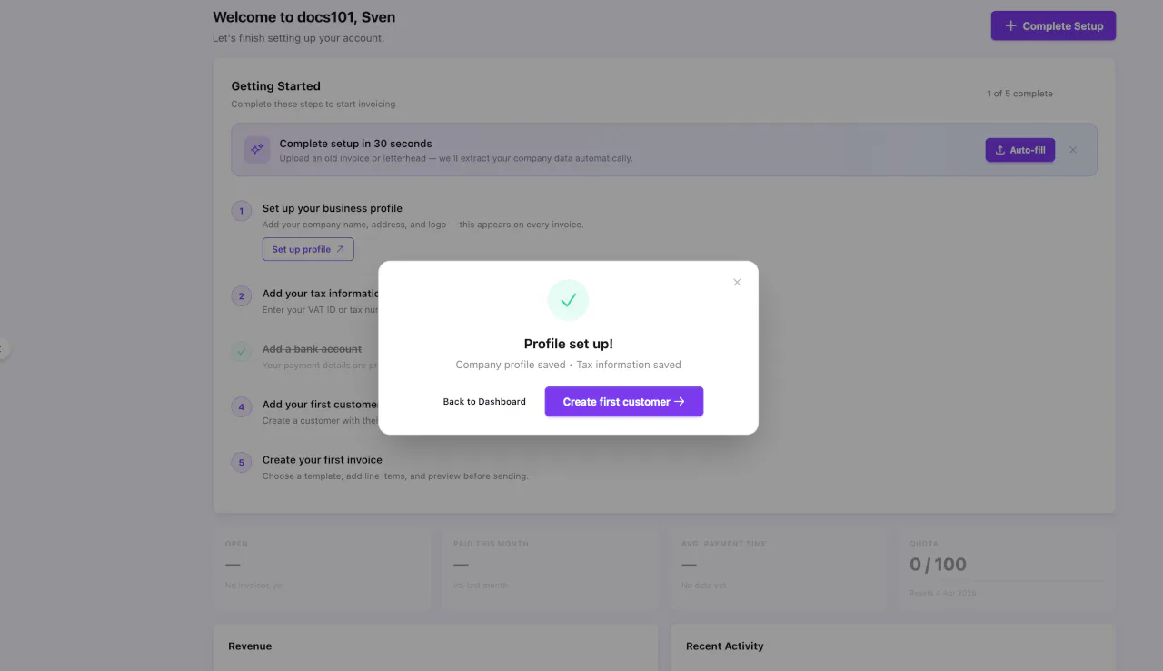Einrichtung abgeschlossen
